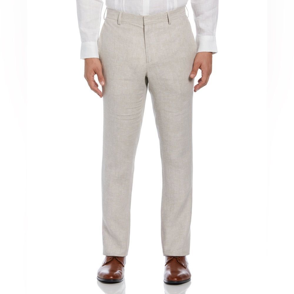 NWT Cubavera linen blend men’s flat front pants tan 30 32 - Picture 2 of 9